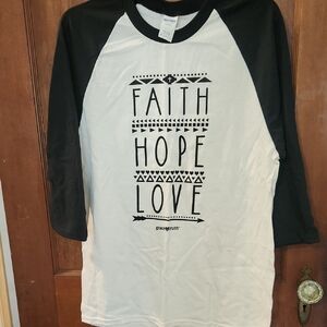 Gildan Black and White Faith Hope Love Long Sleeve Tee